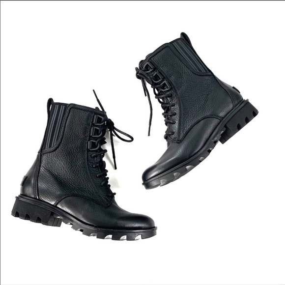 Sorel Shoes - Sorel Phoenix WATERPROOF Leather Combat Black Boot
